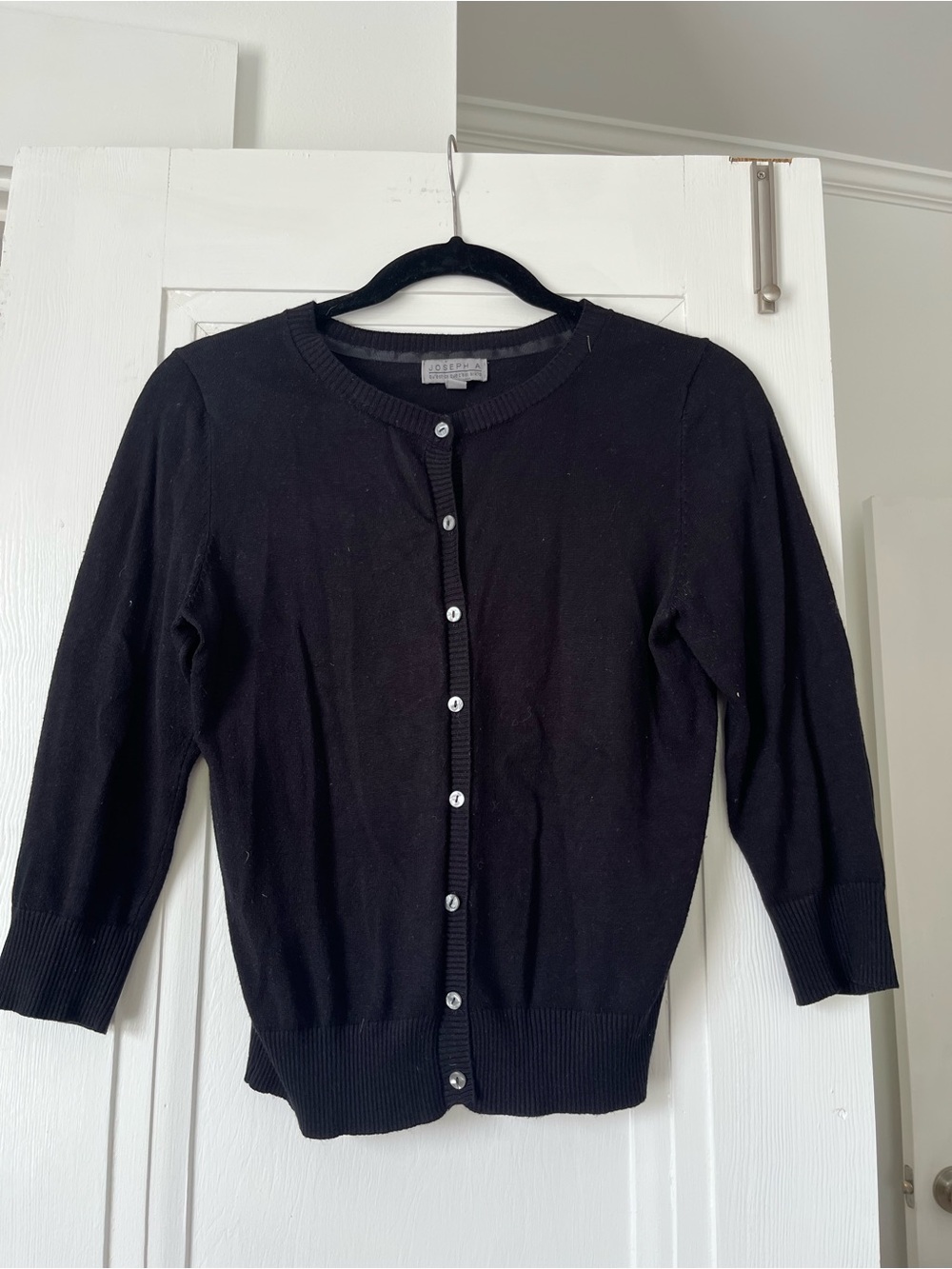 Joseph Black Crewneck Button-Front Women's Cardigan